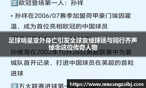 足球明星意外身亡引发全球哀悼球迷与同行齐声悼念这位传奇人物